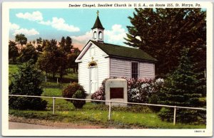 Decker Chapel Smallest Church In USA Route 255 St. Marys Pennsylvania Postcard