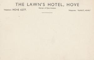 The Lawns Hotel Hove Sussex Advertising Guests Old Postcard