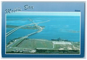 Mobile Alabama AL Postcard Mobile Bay Aerial View Lake USS Alabama USS Drum 1960