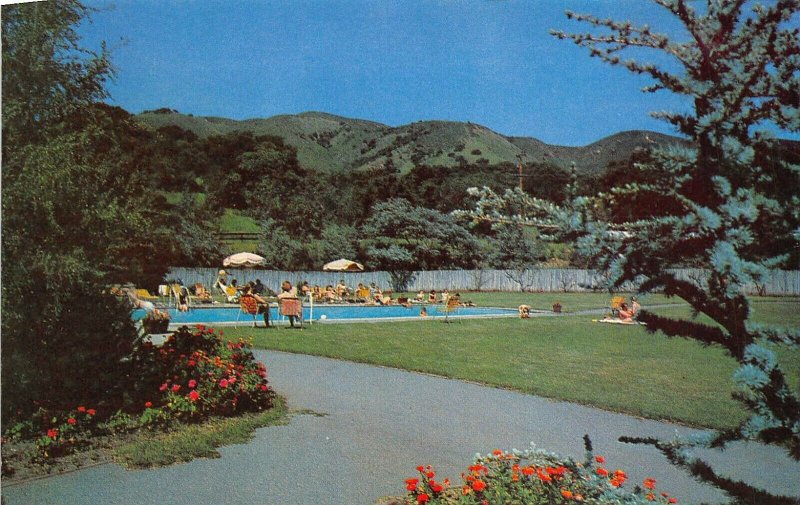 Carmel California 1960s Postcard Carmel Valley Inn Motel Swimming Pool 