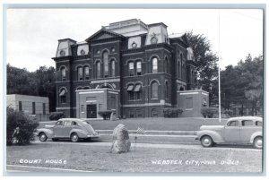 Webster City Iowa IA Postcard RPPC Photo Court House Building Cars Scene c1940's