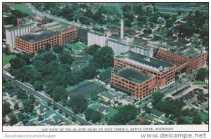 Michigan Battle Creek Air View Of The 40 Acre Home Of Post Cereals