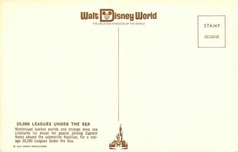 Early Walt Disney World, 01110243, 20,000 Leagues, Submarine, Vintage Postcard