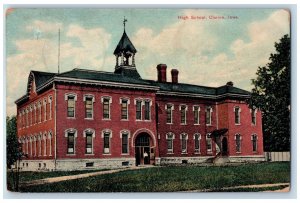 Clarion Iowa IA Postcard High School Building Exterior Trees Scene 1909 Antique