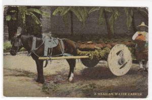 Mexican Water Carrier Wagon Mexico 1910c postcard