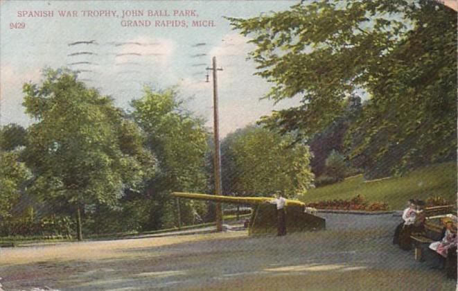 Michigan Grand Rapids Spanish War Trophy In John Ball Park 1911