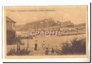 Germany Koblenz Old Postcard Ausgefahrene u Festung Ehrenbreitstein (boat ship)