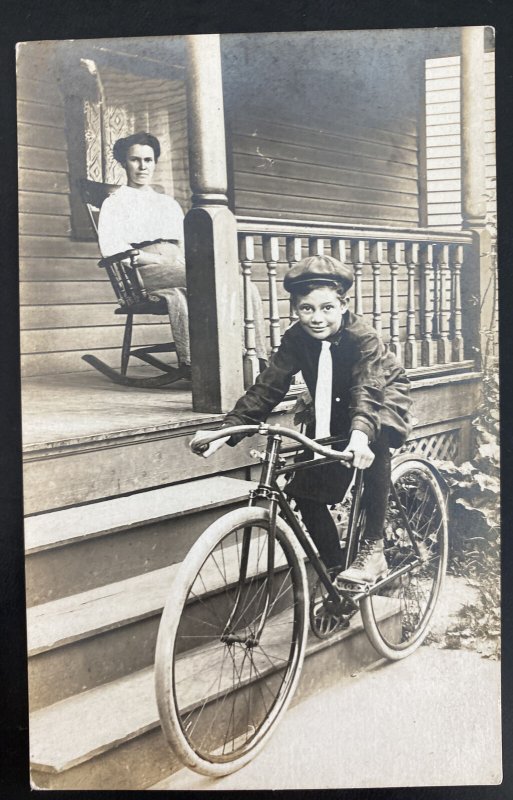 Mint USA Real Picture Postcard 1900s Children On A Bike Vintage Cycle