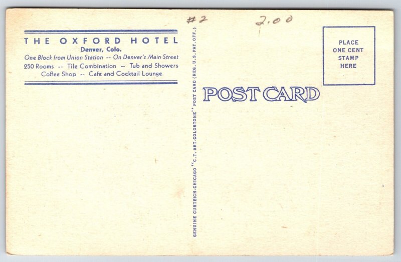 Colorado~Road To Mt Evans & The Oxford Hotel In Oval Frame~Vtg Linen Postcard