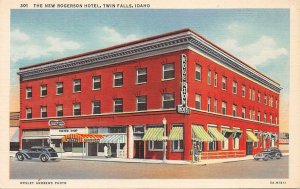 TWIN FALLS ID The New Rogerson Hotel Idaho Vintage Linen Postcard ca 1930s