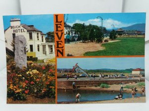 Vintage Multiview Postcard Leven Fife Beach Hotel Childrens Playground Bay 1980