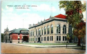 M-31131 Public Library and Post Office Galesburg Illinois