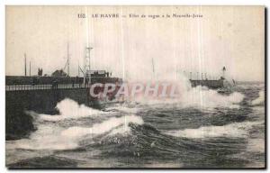 Old Postcard The Havre Wave Effect has New Jetee