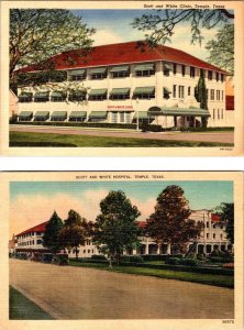 2~Vintage Linen Postcards TEMPLE, TX Texas  SCOTT & WHITE CLINIC And HOSPTAL