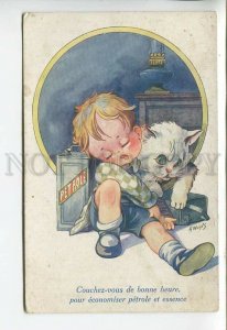 443971 WUYTS Kid CAT Savings petroleum gas ADVERTISING Vintage postcard