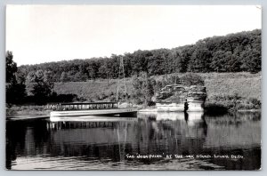 RPPC~Lower Dells Wisconsin~Josephine Tour Boat~Ink Stand Rock~c1950 Postcard
