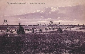 Germany Timmendorfer Strand Strohhütte am Strand Vintage Postcard 03.93