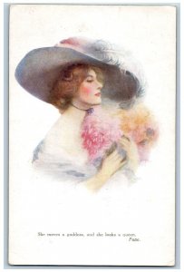 H. Horwitz Signed Postcard Pretty Woman Big Hat Feather A Dream Of Fair Women