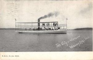 Winona Lake Indiana City Of Warsaw Steamship Antique Postcard K26635 