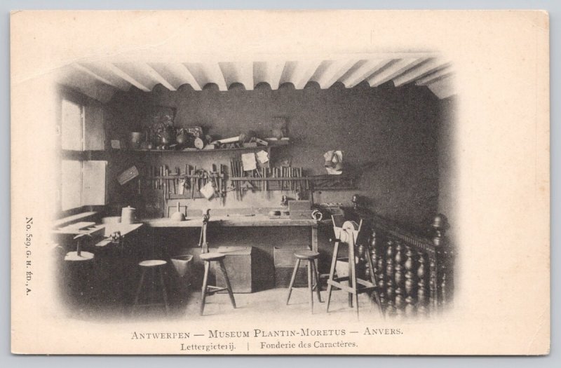 Postcard Antwerp Belgium Museum Plantin-Moretus Print Room 1900s UDB View