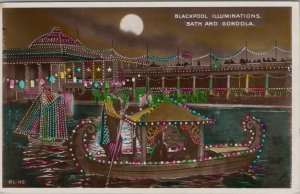 Lancashire Postcard - Blackpool Illuminations, Bath and Gondola   RS36955