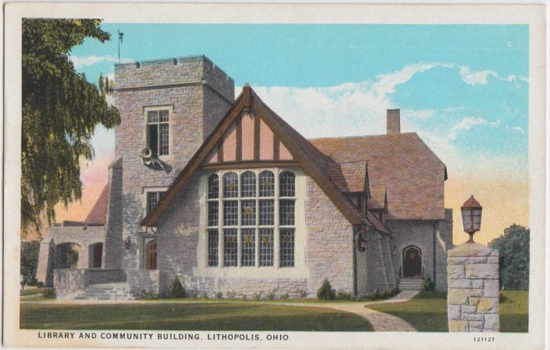 Ohio Postcard c1910 LITHOPOLIS Library and Community Building