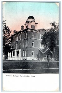 c1910's Lincoln School Building Campus Fort Dodge Iowa IA Antique Postcard