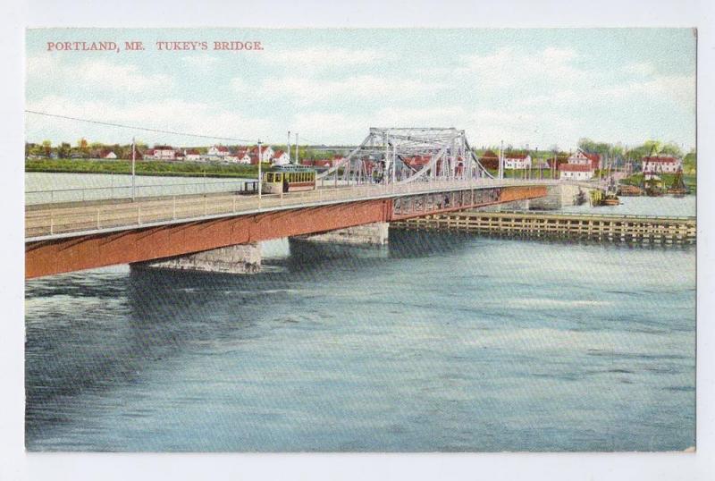 Portland ME Postcard Turkeys Bridge Langdorf ca 1910 vintage