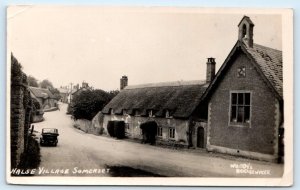 RPPC HALSE, Somerset, England UK ~ c1930s STREET SCENE Open Car Postcard