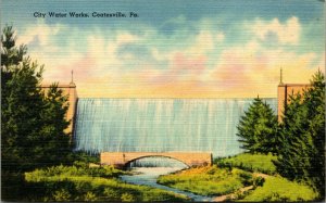 Vtg Coatesville Pennsylvania PA City Water Works Dam 1940s Postcard