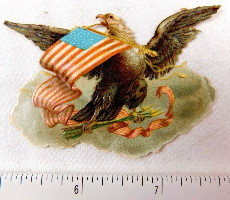 1870's-1880's Lovely Patriotic American Eagle w/ US Flag Arrows Victorian F57