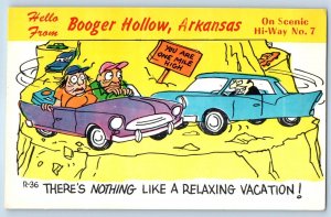 1960 Booger Hollow Arkansas AR Postcard Hello Scenic Hi-way No 7 There's Nothing