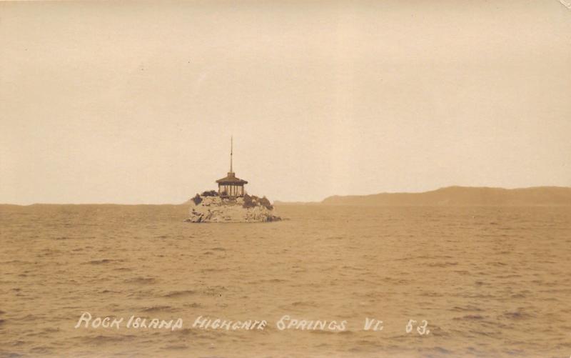 Highgate Springs Vermont~Rock Island Light~Gazebo~1930s Real Photo Postcard~RPPC 