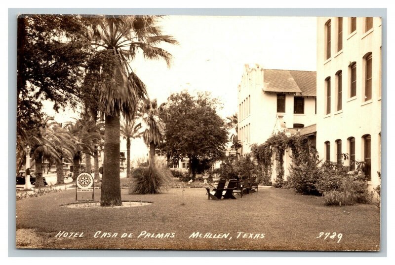 Vintage 1939 RPPC Postcard Hotel Casa De Palmas McAllen Texas