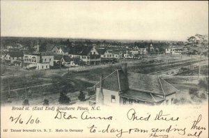 Southern Pines NC Broad St. East End Birdseye View c1905 Postcard