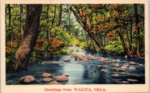 1940s Greetings from Wakita OK Postcard