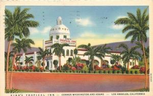 King's Tropical Inn roadside Los Angeles California 1947 Postcard Teich 129