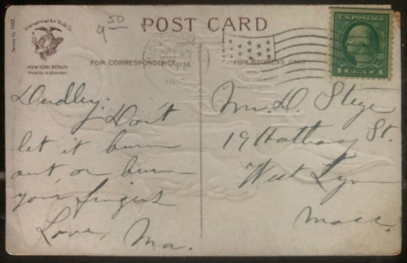 1910 Ridgewood NJ Usa Picture Postcard PPC Cover Halloween Greetings