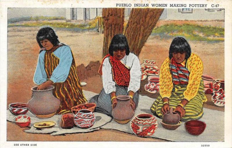 Pueblo Indian Women Making Pottery