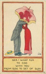 Hand Colored 1913 Romance Saying Umbrella Wall Postcard  2714