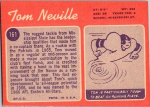 1970 Topps Football Card Tom Neville New England Patriots sk21468