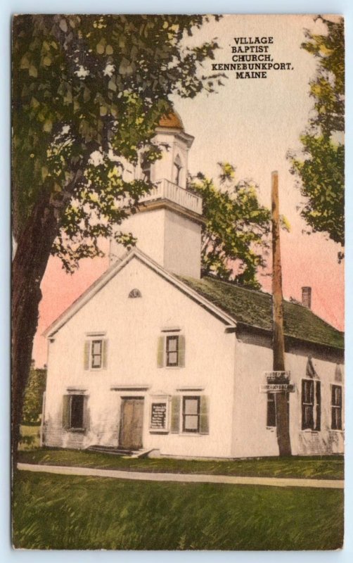 KENNEBUNKPORT, ME Maine ~ VILLAGE BAPTIST CHURCH  c1930s York County Postcard