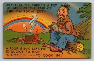 Man Cooking Camp There's A Pot Of Gold At The End Of The Rainbow Postcard