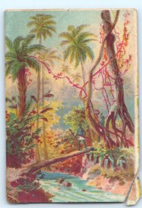 c1880s x2 Christian Paper Trade Cards Bible Quotes Psalm Neat Typography C31