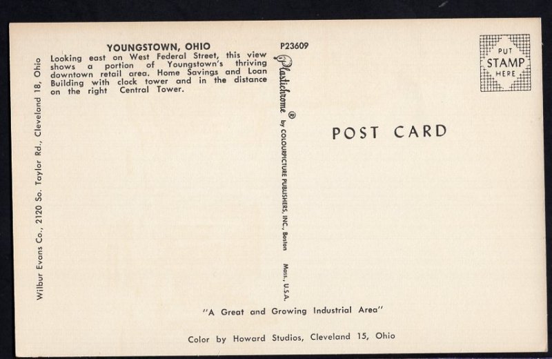 Ohio YOUNGSTOWN Looking East on West Federal Street downtown retail area Chrome