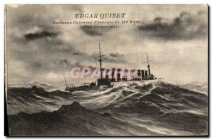 Old Postcard Boat War Edgar Quuinet Cruiser Breastplate of French 1st Rank in...