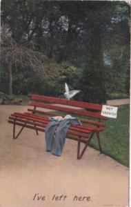 Bamforth Humour Man Sitting On Freshly Painted Bench I've Left Here No 3 1909