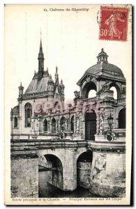 Old Postcard Chateau de Chantilly main entrance and the chapel