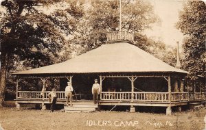 J48/ Forks Pennsylvania RPPC Postcard c1910 Idlers Camp Pavilion Men  58