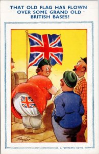 Bamforth Comic Flag Flown British Bases Woman Union Jack Men Taylor Postcard H61